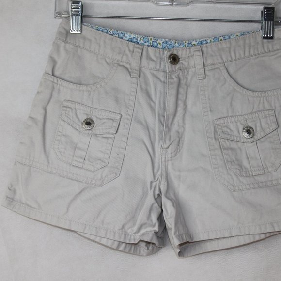 VTG 90s ARIZONA KHAKI CREAM JEAN SHORTS GIRLS SZ 14 REG 100% COTTON MULTI POCKET - Picture 3 of 15